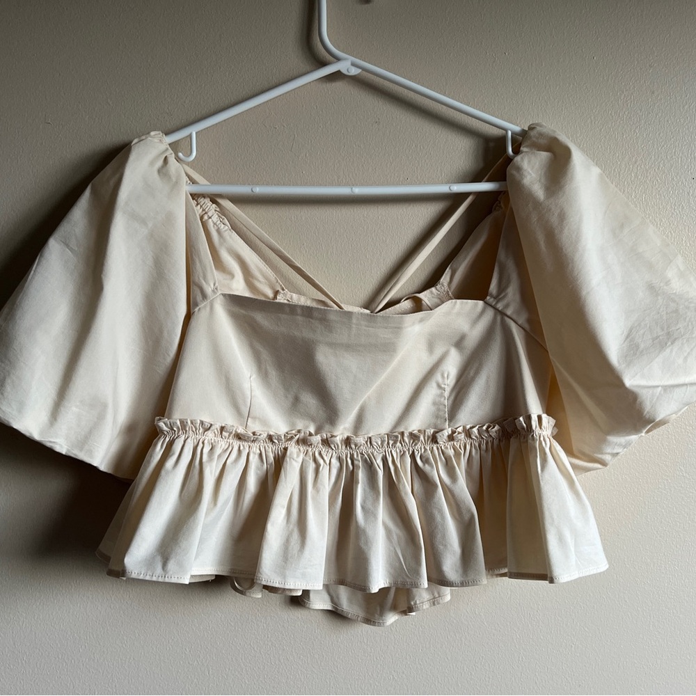 Kimchi Blue Cream Babydoll Crop Top